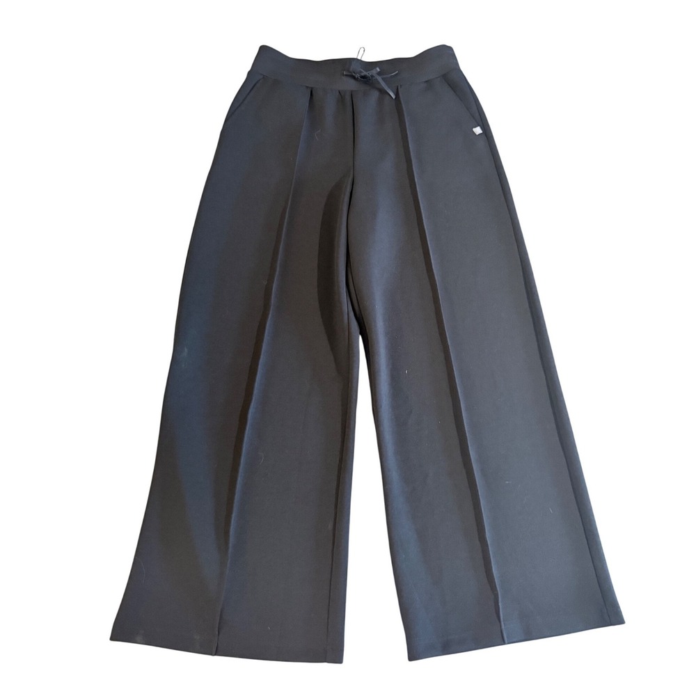 T by Talbots Womens Black Wide Leg Pintuck Drawstring Pants Size L New